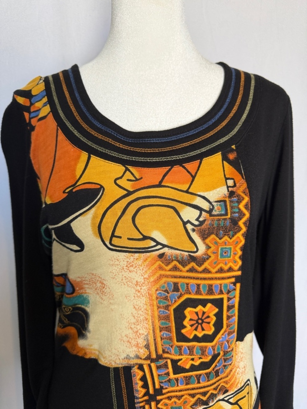 Parsley & Sage Patchwork Jersey Knit Tunic Top Dress Sz S Lagenlook Art to Wear - Picture 2 of 10